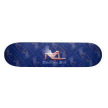 American Girl Silhouette Flag Skate Board Deck