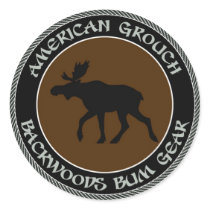 American Grouch Backwoods Bum Gear Round Sticker