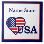 American Heart Flag USA Tile