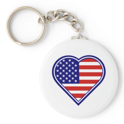 American Heart Shape USA Flag Key Chain by windyone
