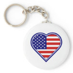 American Heart Shape USA Flag keychains