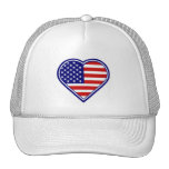 American Heart Shape USA Flag Mesh Hat