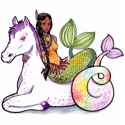 American Indian Mermaid and merhorse Photo Sculptures by JellyRollDesigns