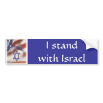 American, Israeli flag: "I stand with Israel" Bumper Stickers