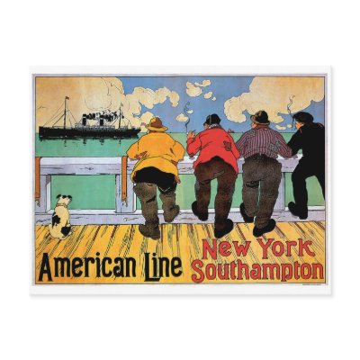 American Line Poster Postcards by SunshineDazzle