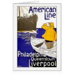 AMERICAN LINE - Vintage Travel Poster Design Greeting Cards