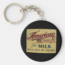 American milk company vintage sign keychains