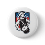 American Patriot Drummer With Flag Pinback Button