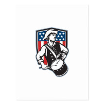 American Patriot Drummer With Flag Postcards