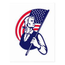 American Patriot Minuteman Stars and Stripes flag Postcards