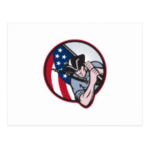 American Patriot Minuteman With Flag Postcards