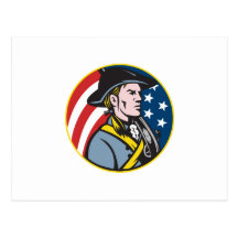American Patriot Minuteman With Flag Retro Postcard