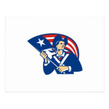 American Patriot Minuteman With Flag Retro Postcards