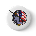 American Patriot Minuteman With Rifle And Flag Pinback Buttons