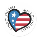 American patriotic heart - Land of the free Round Stickers