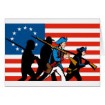 American patriots marching with Betsy Ross flag Greeting Cards