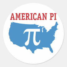American Pi Round Stickers