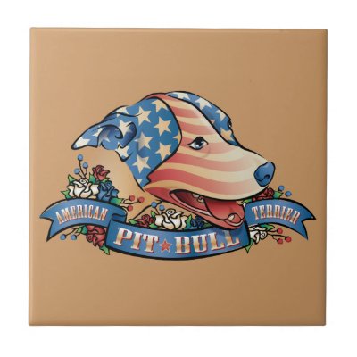 American Pit Bull Terrier Ceramic Tile by HardtGraphicArdts