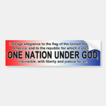 American Pledge of Allegiance One Nation Under God Bumper Stickers