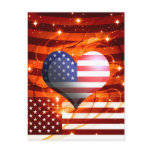 american pride heart design post card