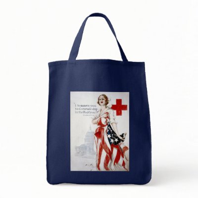 American Red Cross Vintage World War I Poster Canvas Bags by VintageArtPosters