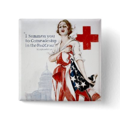 American Red Cross Vintage World War I Poster Pinback Button by VintageArtPosters