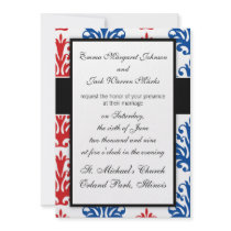 american red white and blue damask design personalized invitation