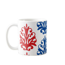 american red white and blue damask mugs