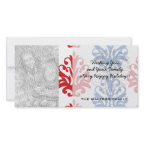 american red white and blue damask photo cards