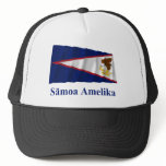 American Samoa Waving Flag with Name in Samoan Trucker Hats