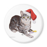 American Shorthair Tabby Cat - Christmas Fridge Magnets