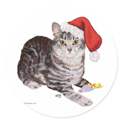 American Shorthair Tabby Cat - Christmas Sticker by MaggieRossCats