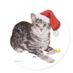 American Shorthair Tabby Cat - Christmas stickers