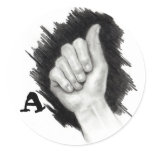 AMERICAN SIGN LANGUAGE "A" ROUND STICKER