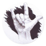 AMERICAN SIGN LANGUAGE I LOVE YOU ROUND STICKER