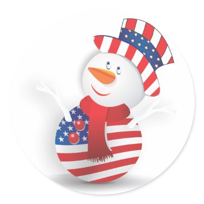 American snowman round sticker by dimkaspb
