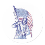 american soldier military serviceman flag round stickers