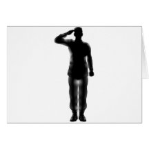 American soldier saluting silhouette greeting cards
