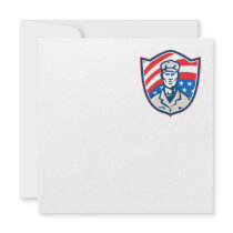 American Soldier With Stars and Stripes Shield Ret Personalized Invitations