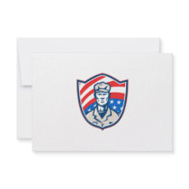 American Soldier With Stars and Stripes Shield Ret Custom Invitations