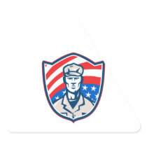 American Soldier With Stars and Stripes Shield Ret Sticker