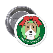 American Staffordshire Terrier Christmas Pinback Buttons