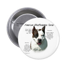 American Staffordshire Terrier History Design Pinback Button