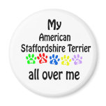 American Staffordshire Terrier Walks Design Fridge Magnets