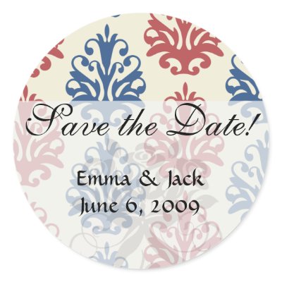 americana damask round sticker by dooni_damask