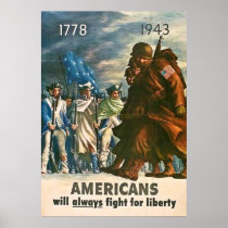 Americans Will Always Fight for Liberty - 1943 Print
