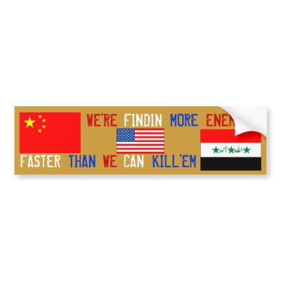America's Enemies (IRAQ VS CHINA) Bumper Sticker by KnightOwl
