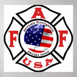 America's Fire Fighters Flag Logo Posters