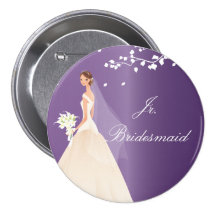 Amethyst Bride Jr. Bridesmaid Bridal Party  Button