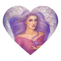 Amethyst Heart Angel Sticker